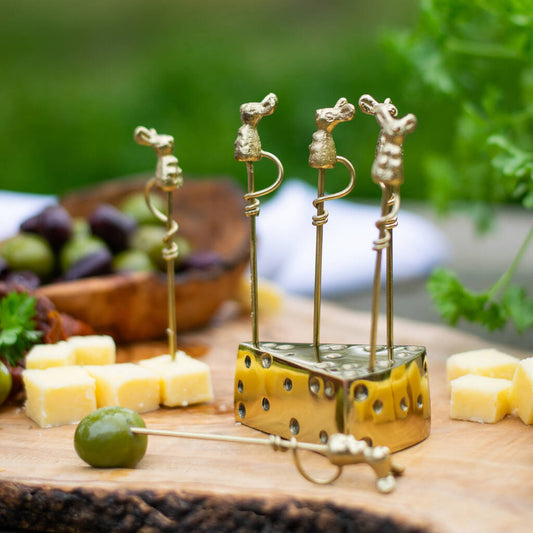 Culinary Concepts Mouse Picks & Cheese Wedge Holder - Gold