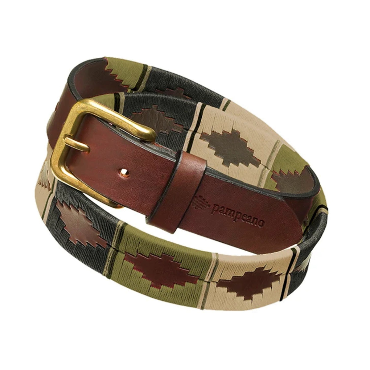 Green Polo belt on white background