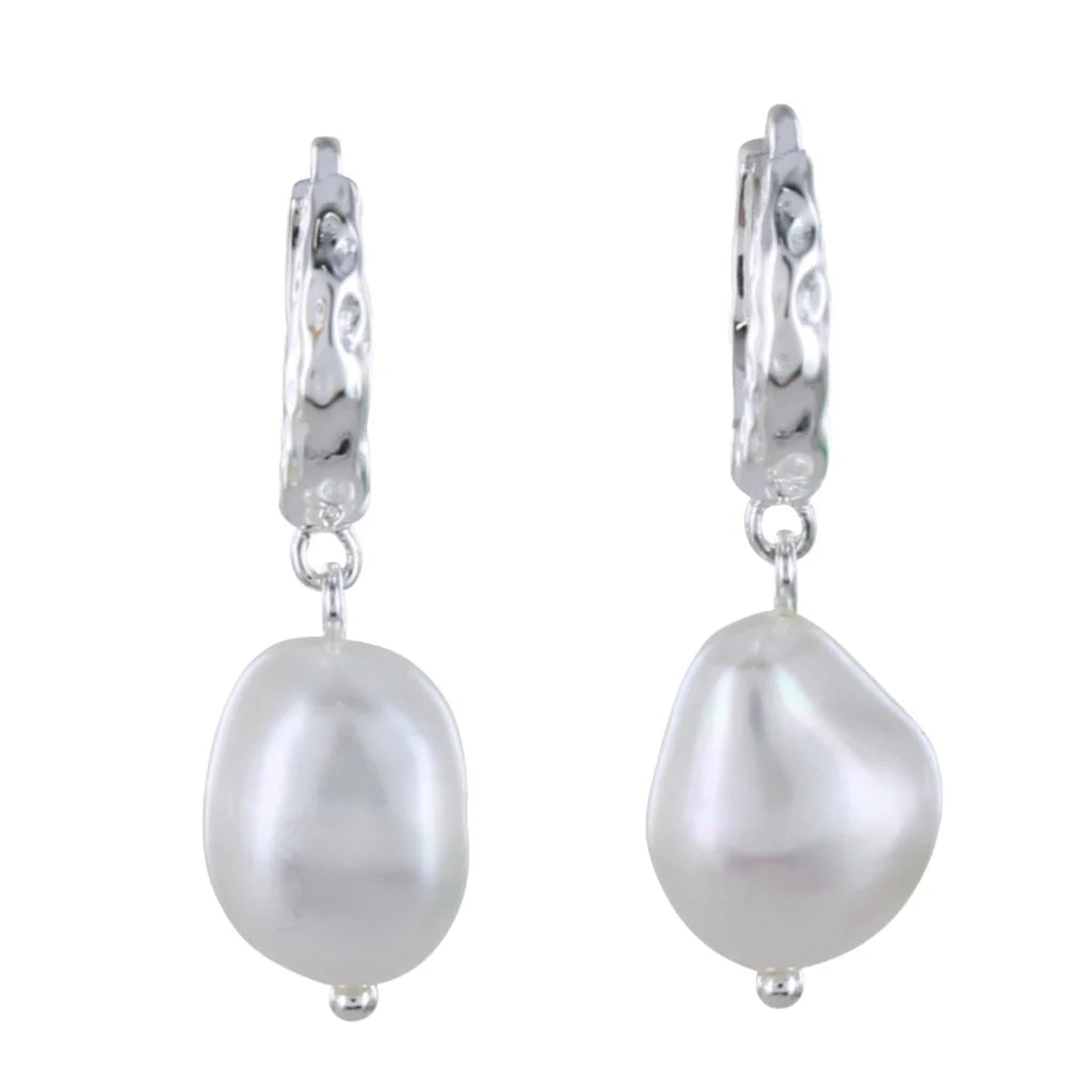 Reeves & Reeves Pearl & Hoop Earrings Silver