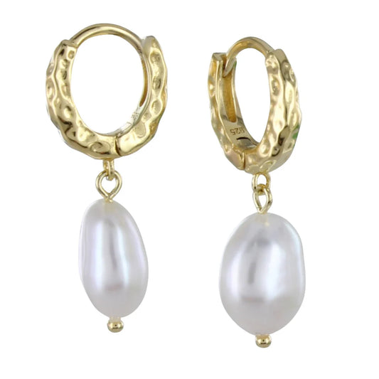 Reeves & Reeves Pearl & Hoop Earrings Gold