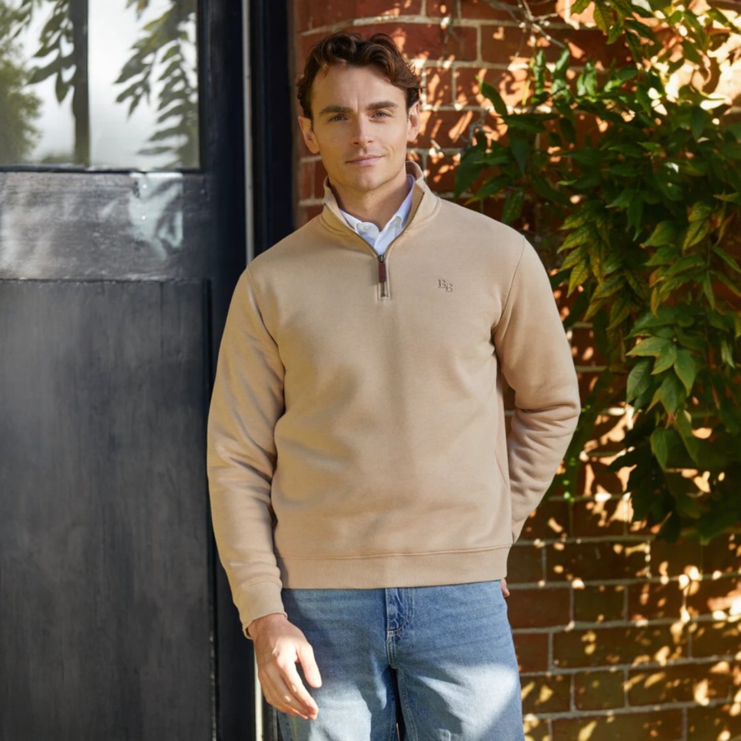 Beaumont & Bear Tuckenhay Unisex Quarter Zip Sweatshirt Sand