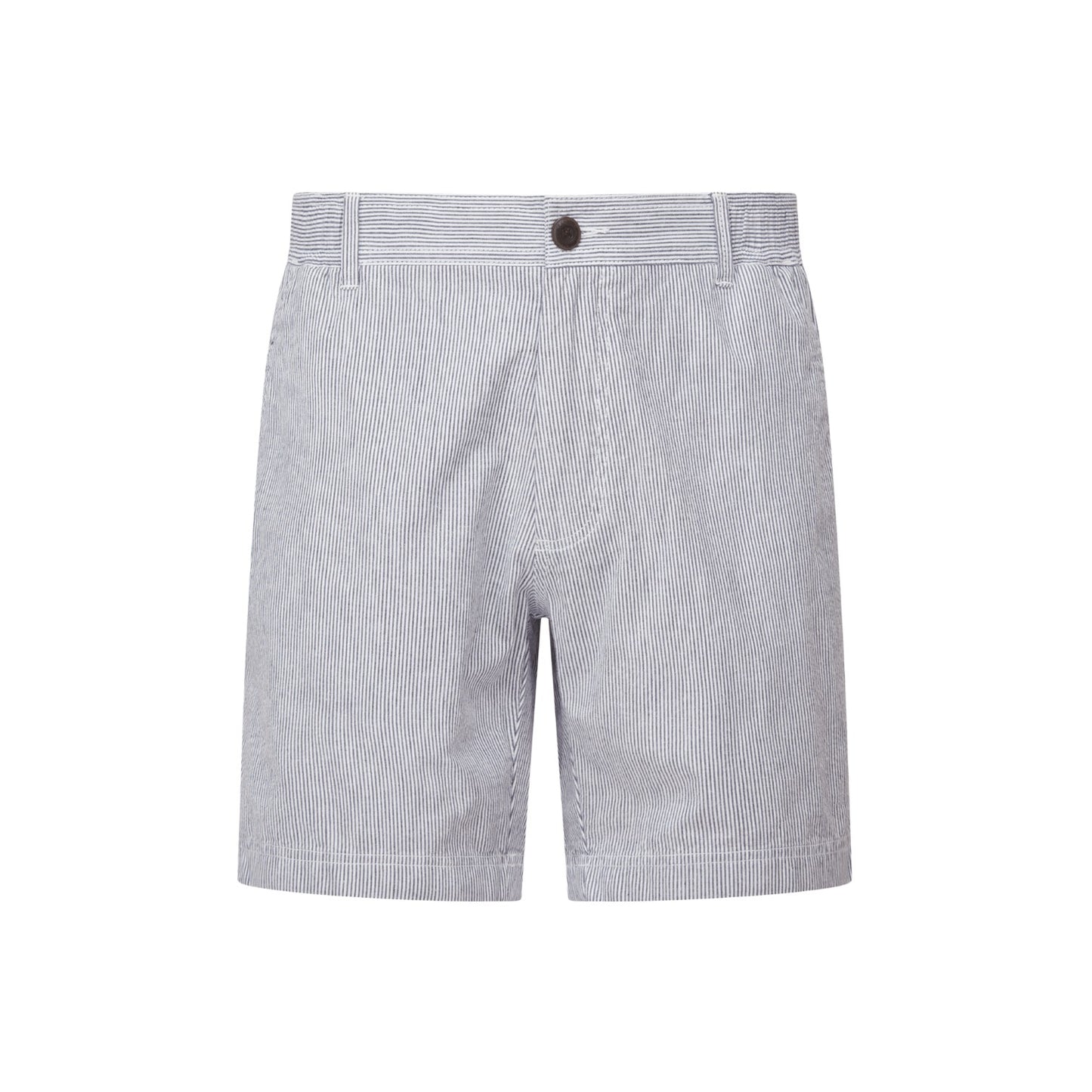 Gray striped shorts on a white background