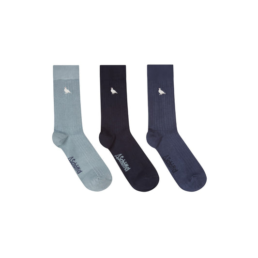 Schoffel Men's Bamboo Sock (Box Of 3) Blue Ptarmigan Mix