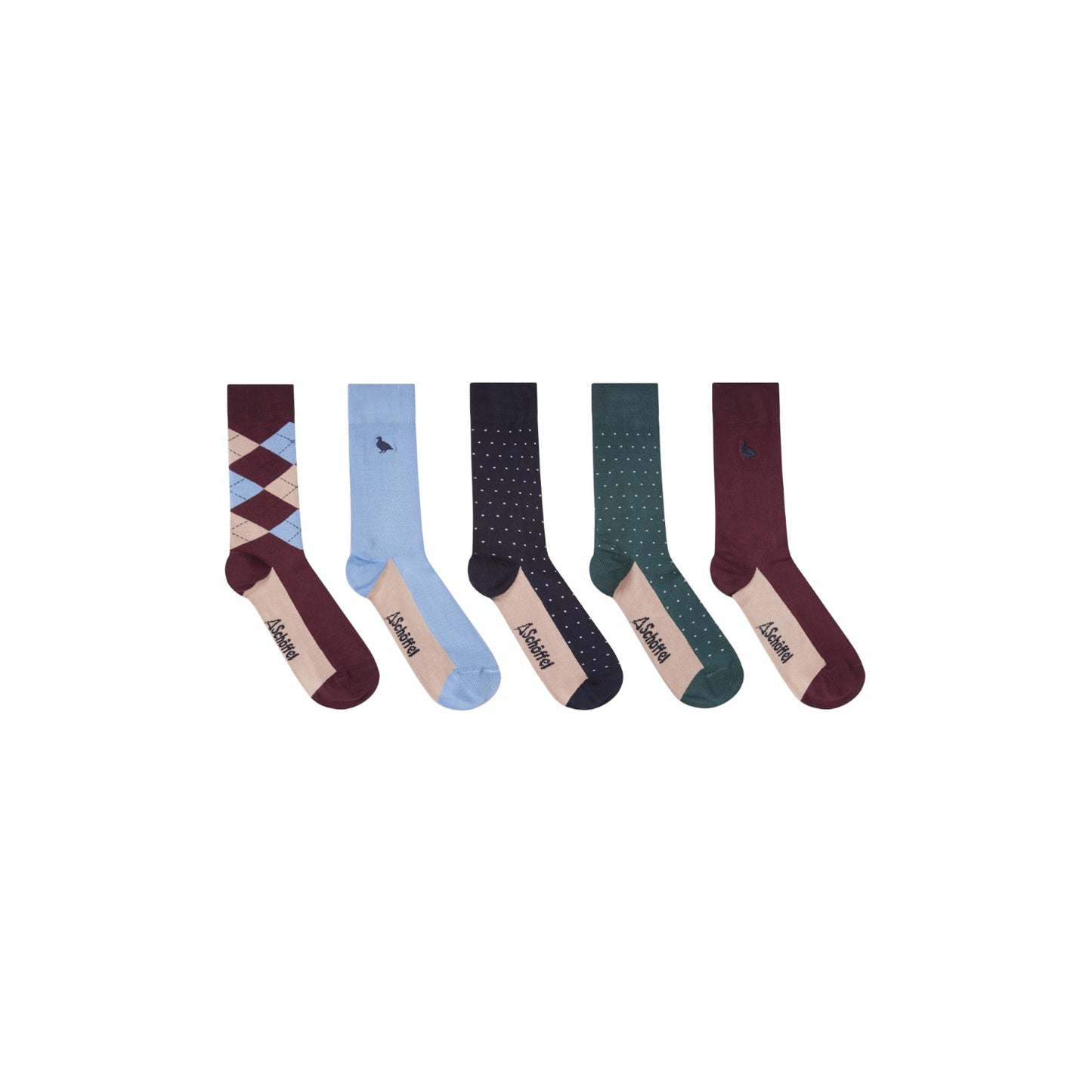 Schoffel Men's Bamboo Sock (Box Of 5) Argyle Pattern Mix