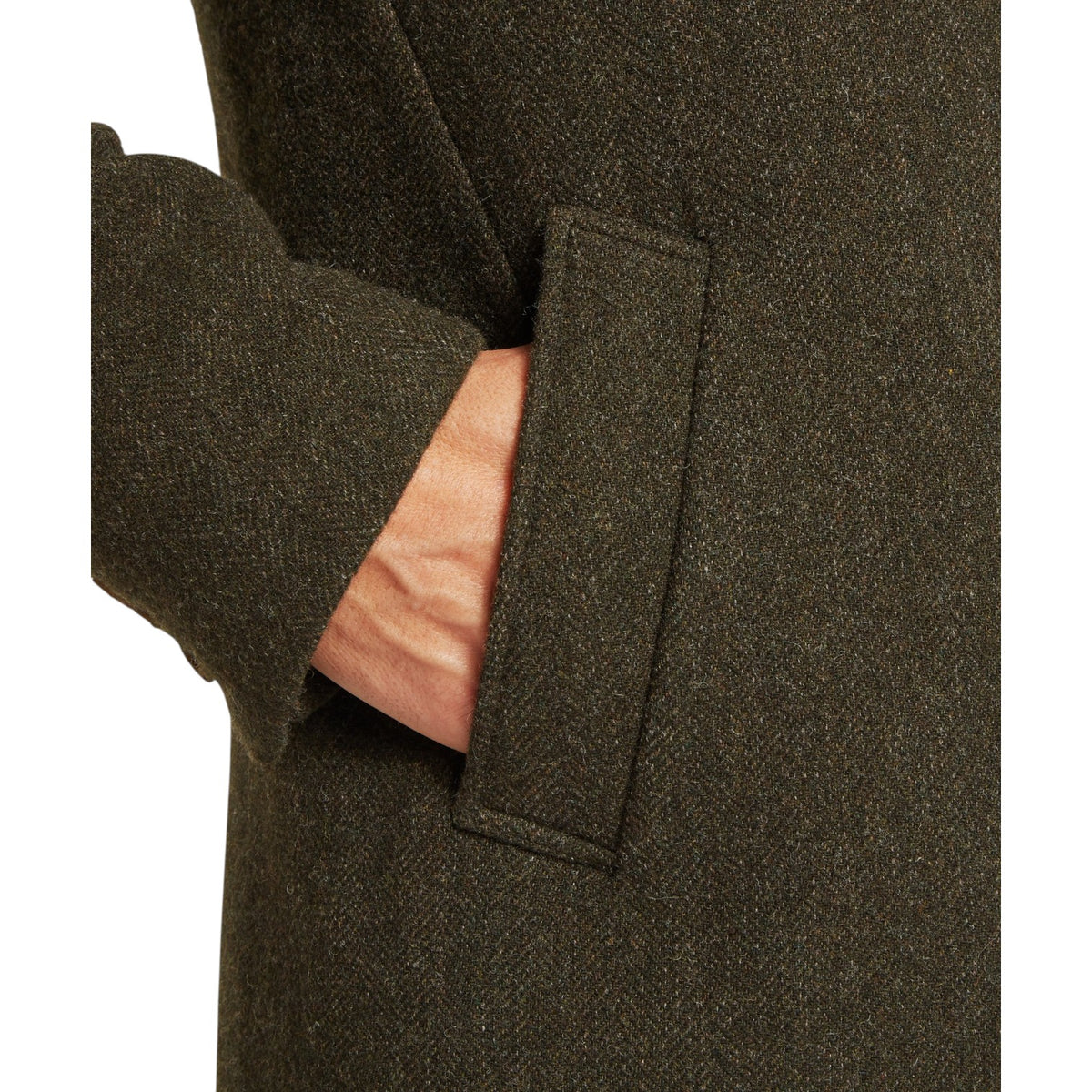 Schoffel Banchory Tweed Coat Dark Olive Herringbone Tweed