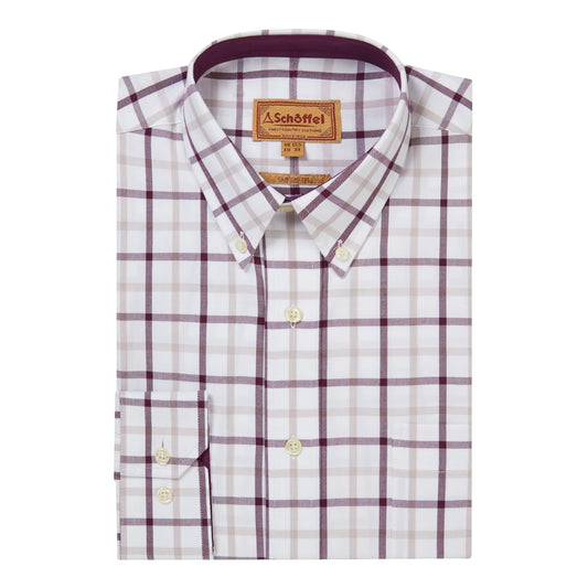 Plaid shirt with Schöffel logo on a white background