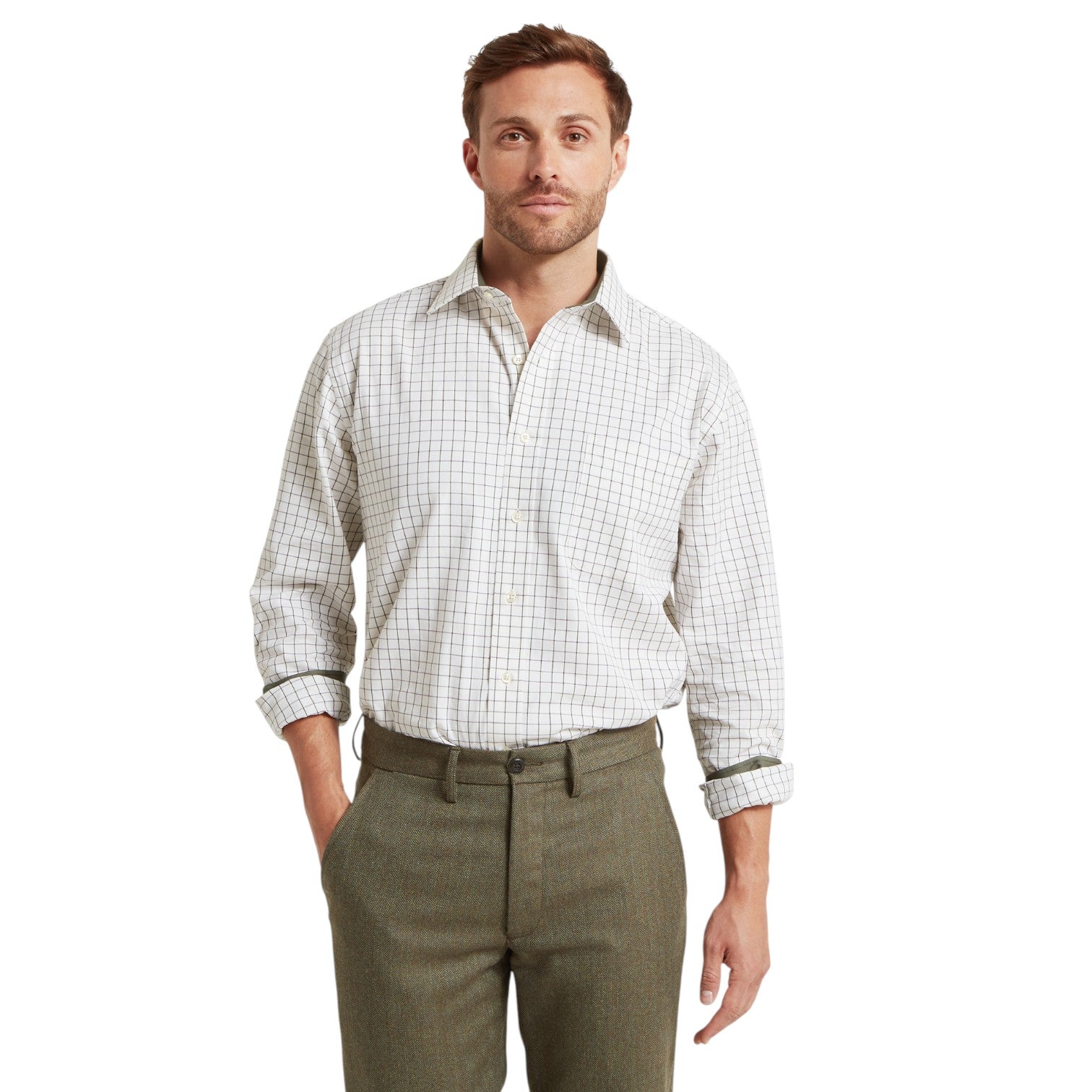 Schoffel Burnham Tattersall Classic Shirt Dark Olive