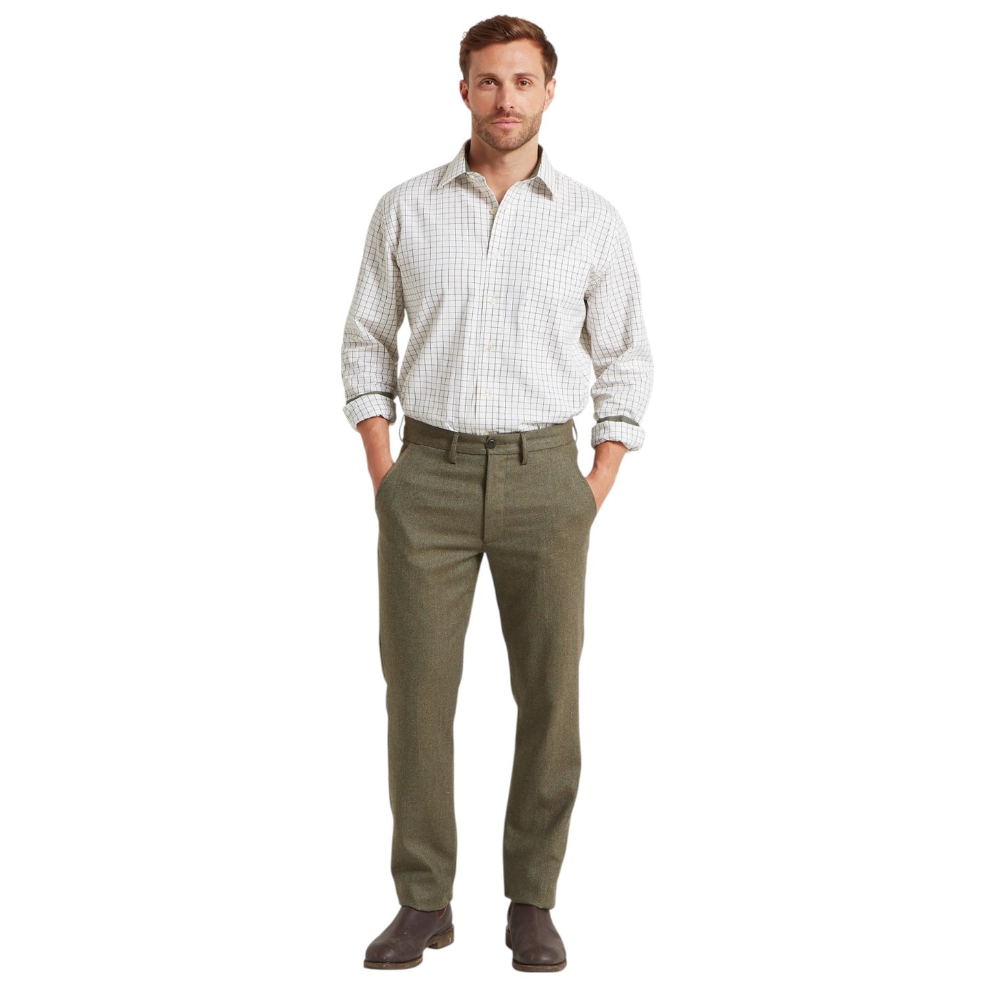 Schoffel Burnham Tattersall Classic Shirt Dark Olive
