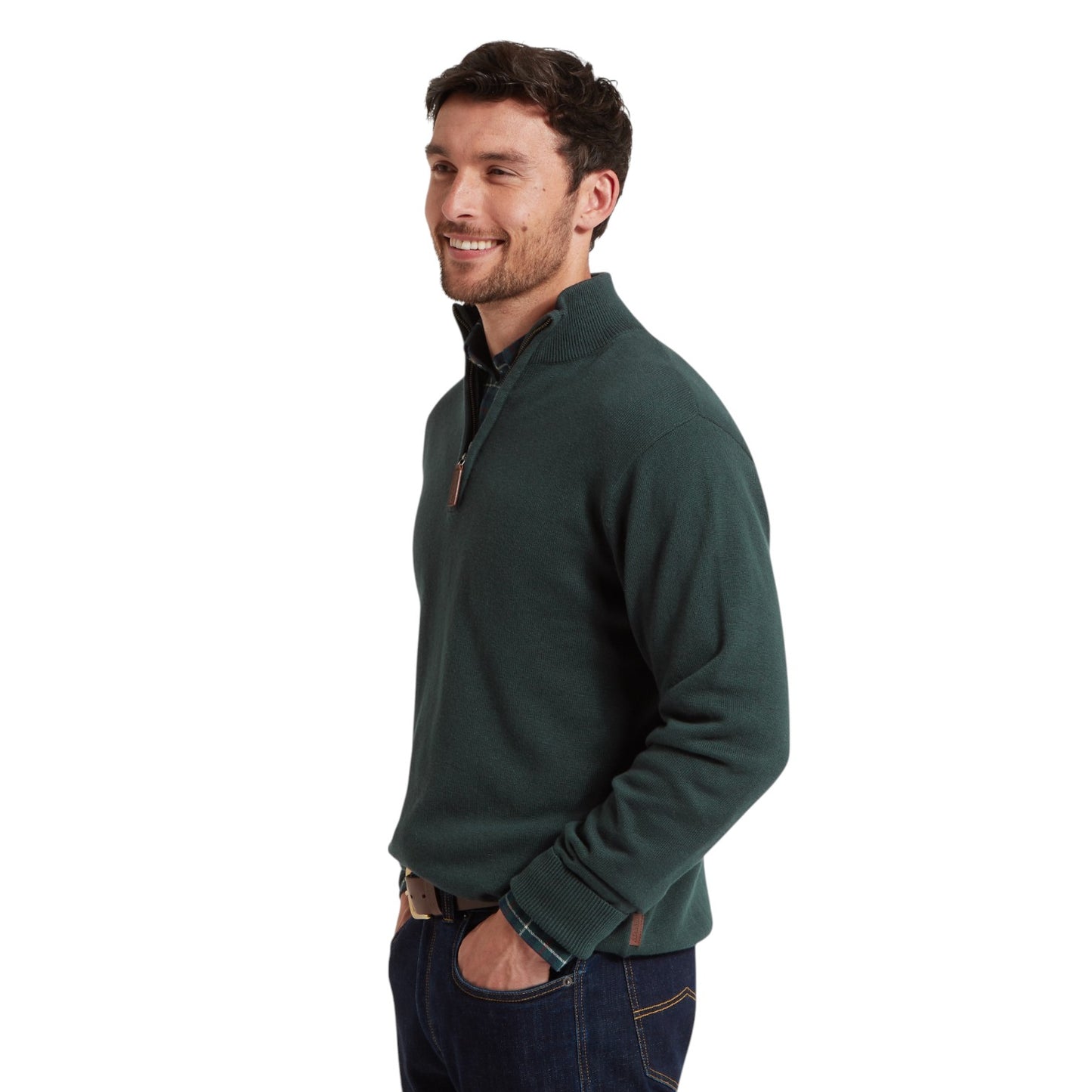 Schoffel Calton Cotton Cashmere 1/4 Zip Jumper Botanical Green