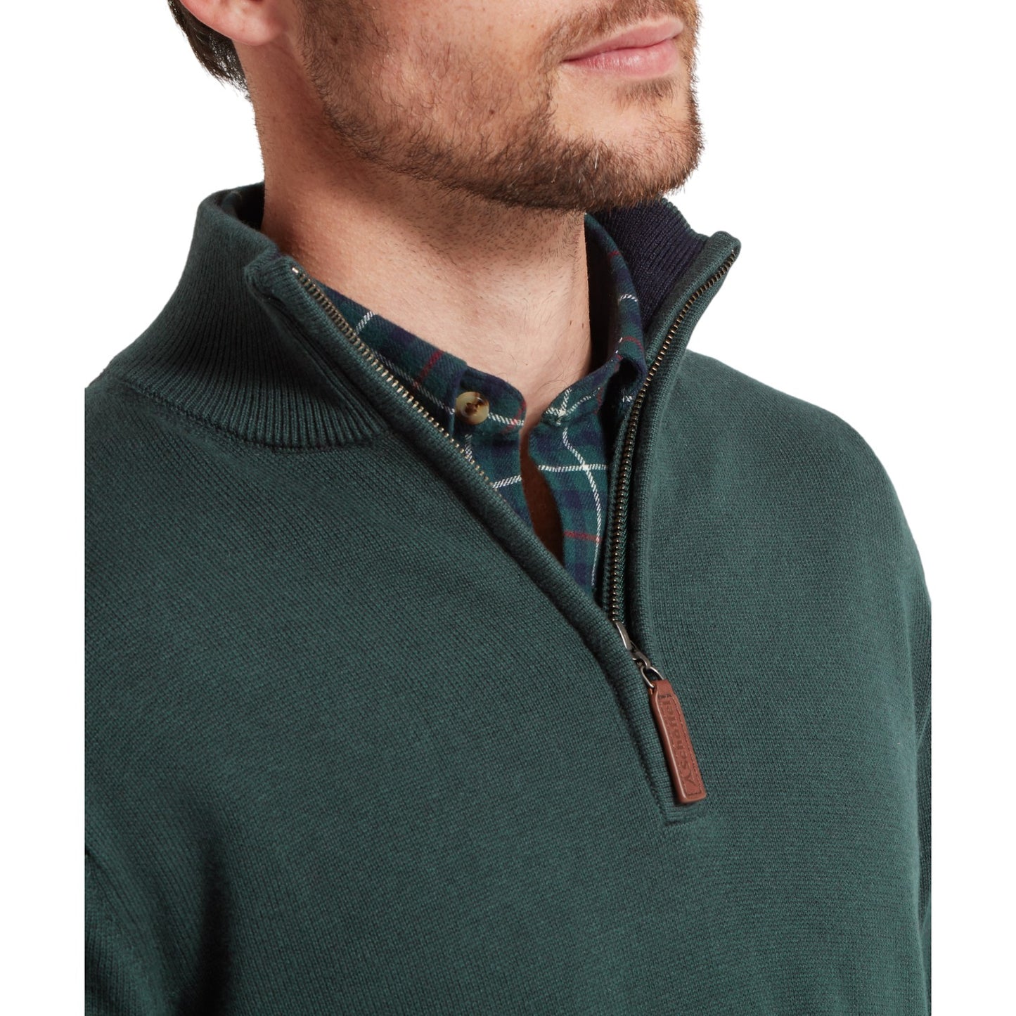 Schoffel Calton Cotton Cashmere 1/4 Zip Jumper Botanical Green