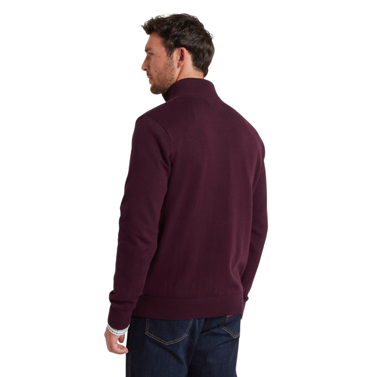 Schoffel Calton Cotton Cashmere Zip Jumper Wine