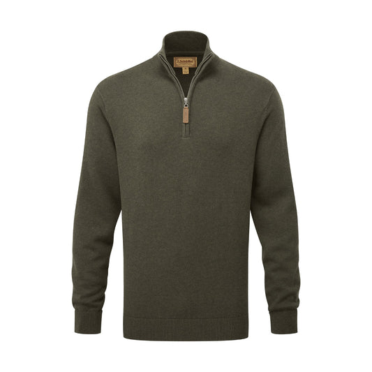 Schoffel Calton Cotton Cashmere 1/4  Zip Jumper Loden Green