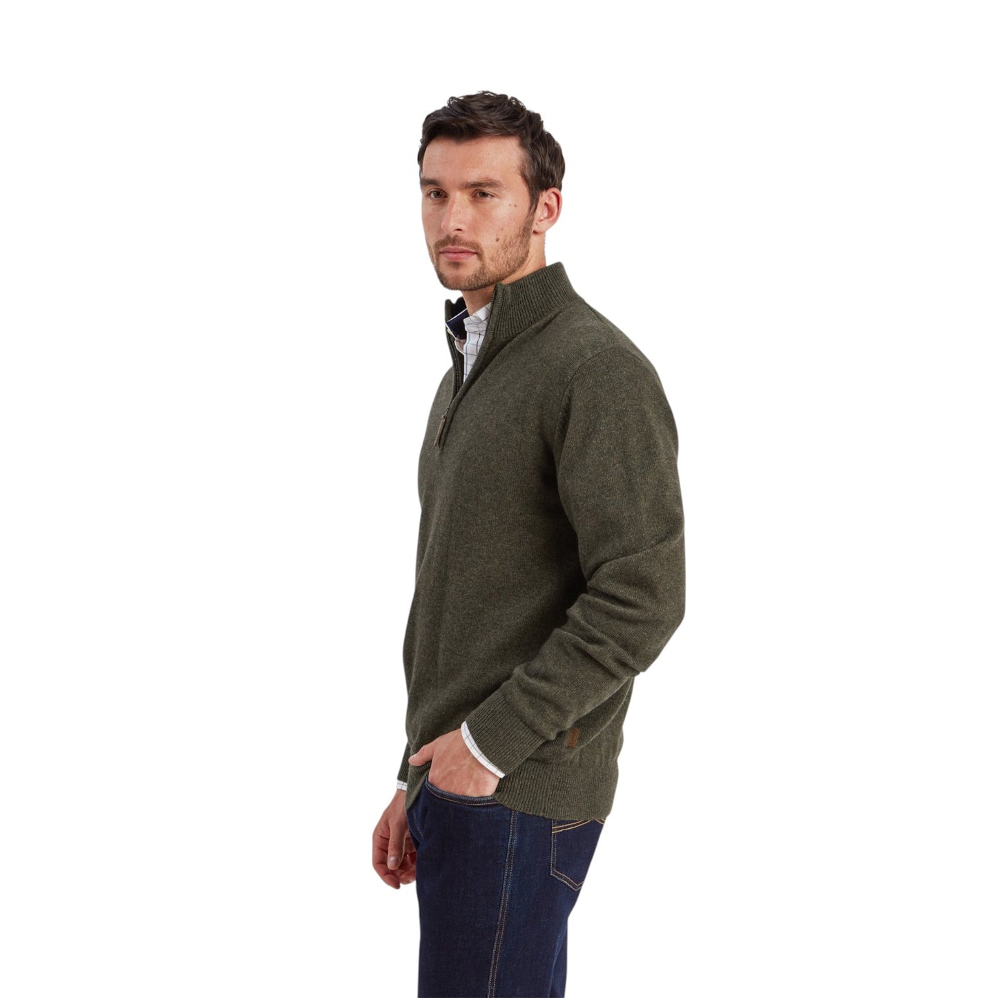Schoffel Calton Cotton Cashmere 1/4  Zip Jumper Loden Green