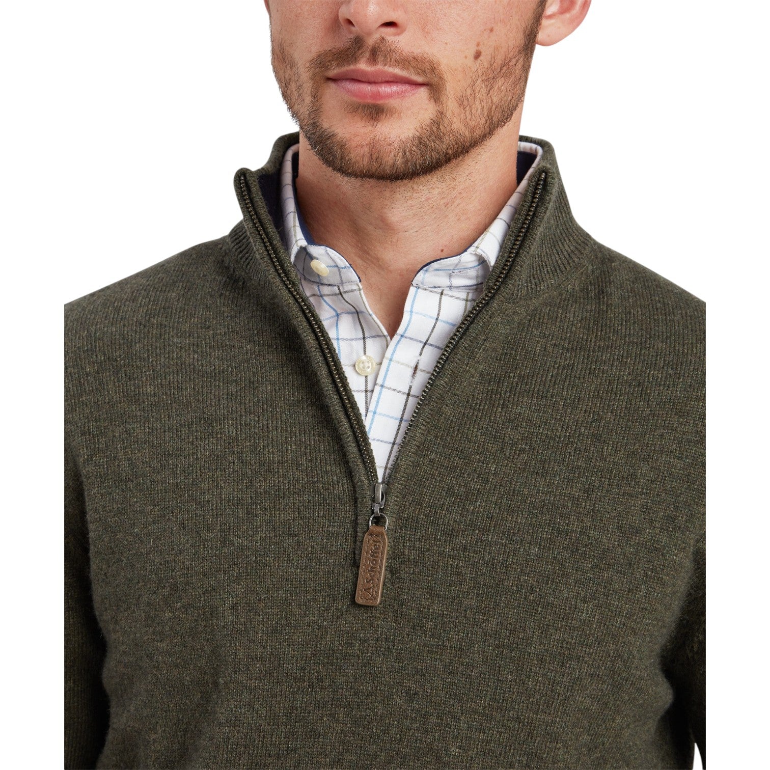 Schoffel Calton Cotton Cashmere 1/4  Zip Jumper Loden Green