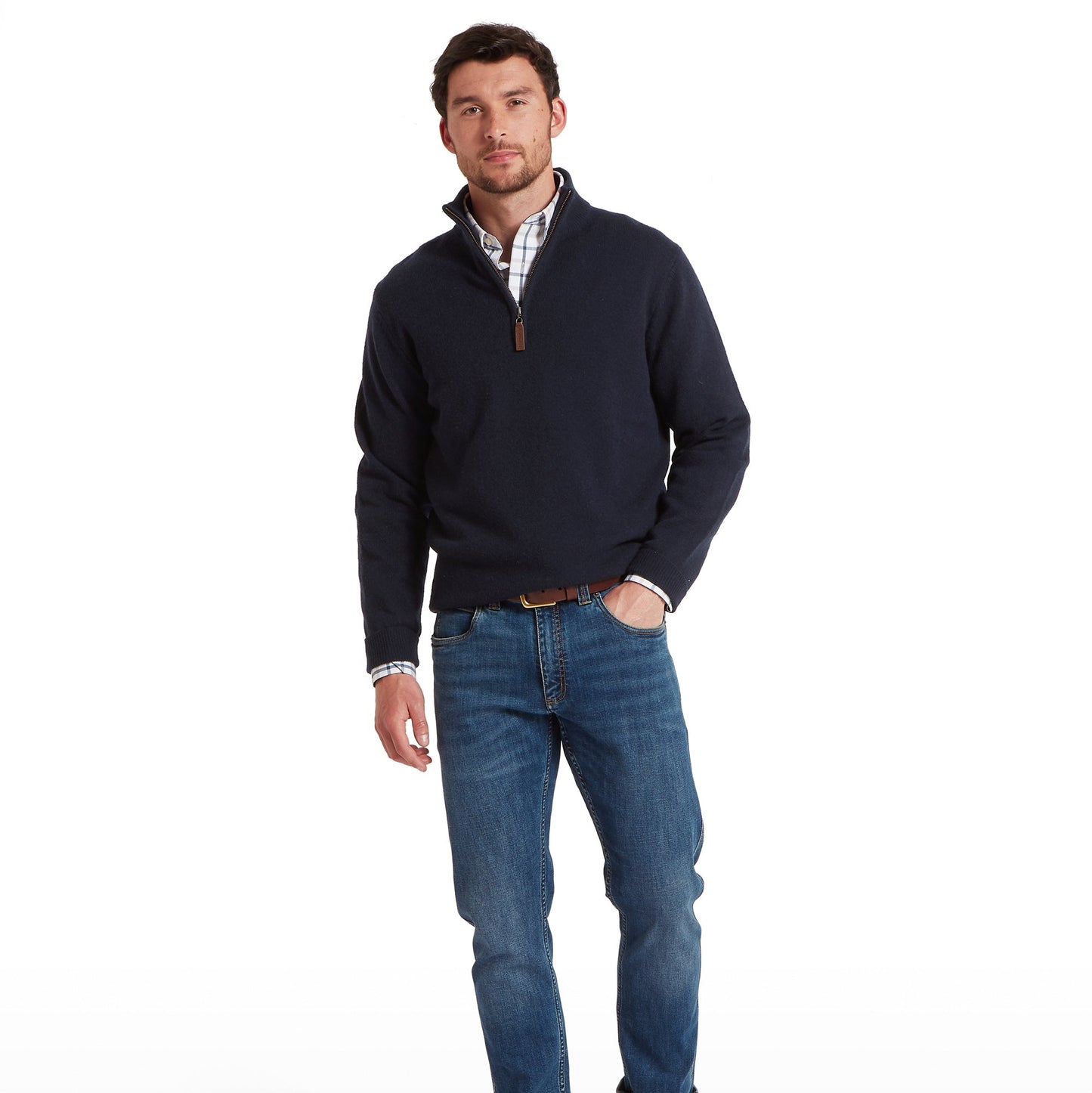 Schoffel Calton Cotton Cashmere 1/4 Zip Jumper Navy