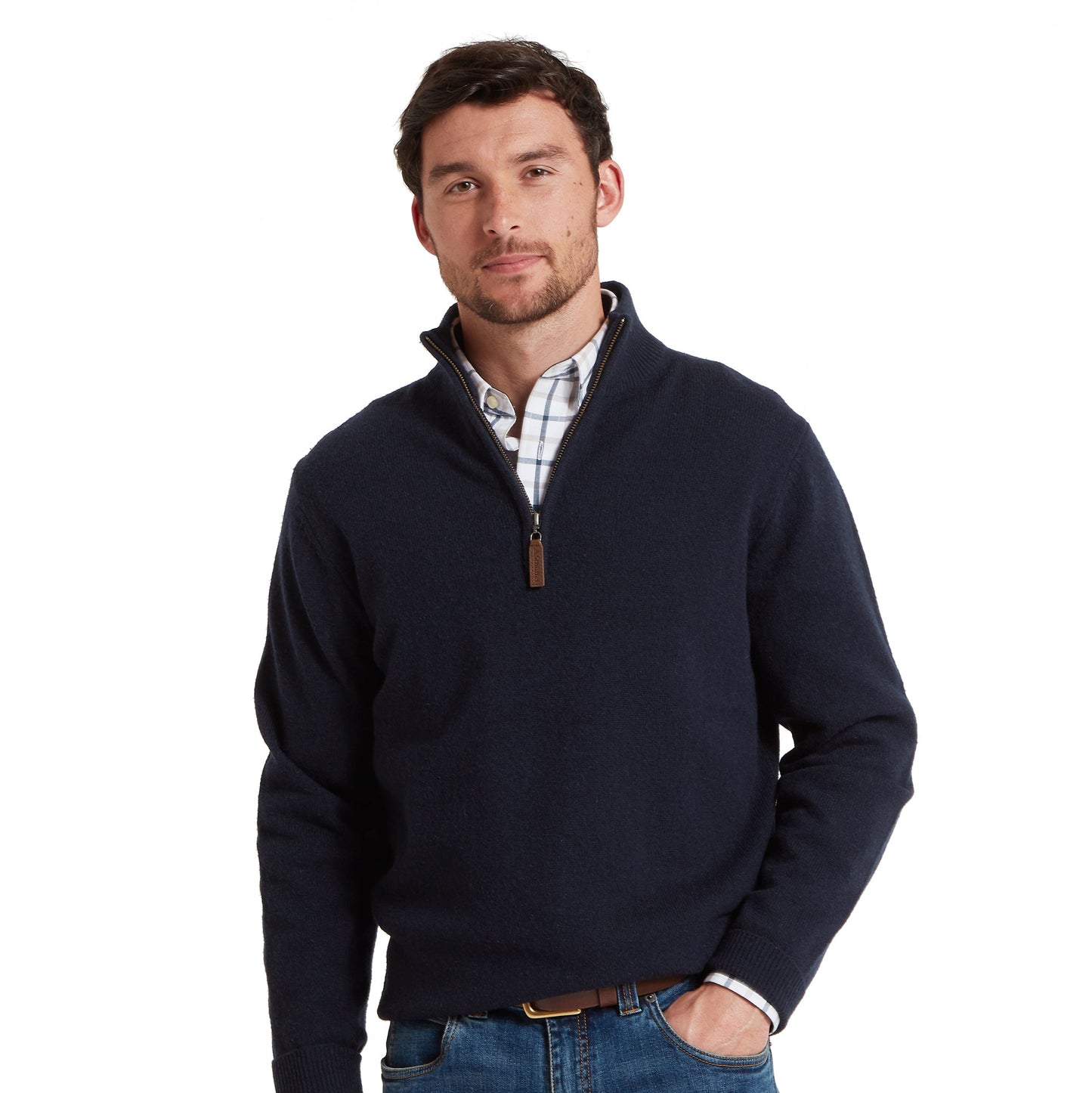 Schoffel Calton Cotton Cashmere 1/4 Zip Jumper Navy