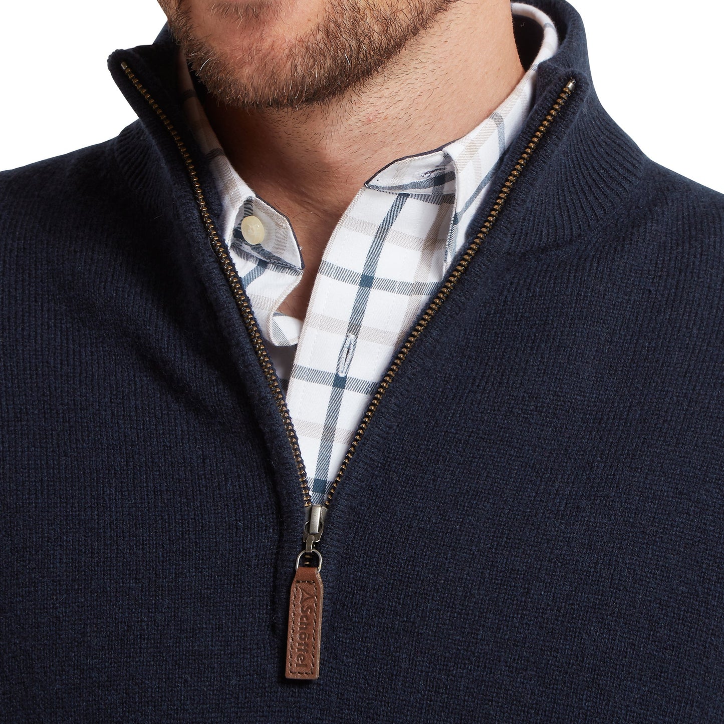 Schoffel Calton Cotton Cashmere 1/4 Zip Jumper Navy
