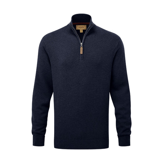 Schoffel Calton Cotton Cashmere 1/4 Zip Jumper - Navy