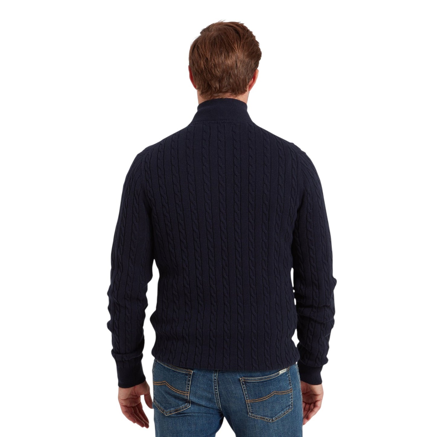 Schoffel Calton Cotton Cashmere Cable 1/4 Zip Jumper Navy