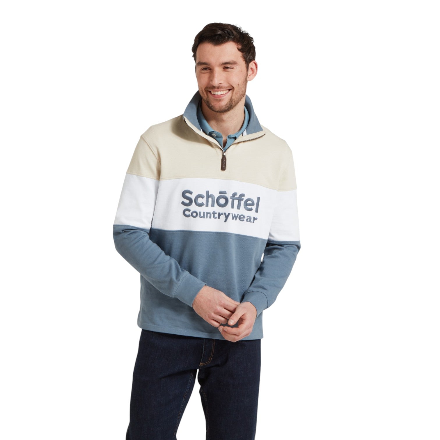 Schoffel Exeter Heritage 1/4 Zip Stone