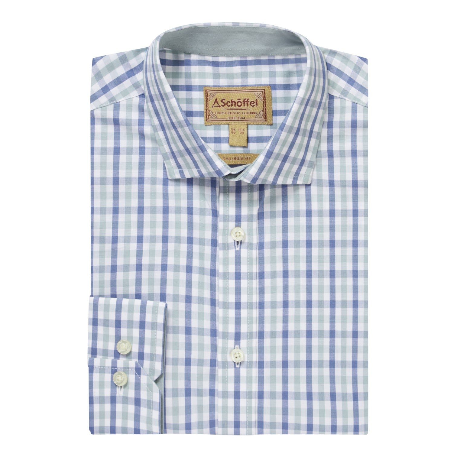 Schoffel Hebden Tailored Shirt Mist Blue/Vintage Indigo Check