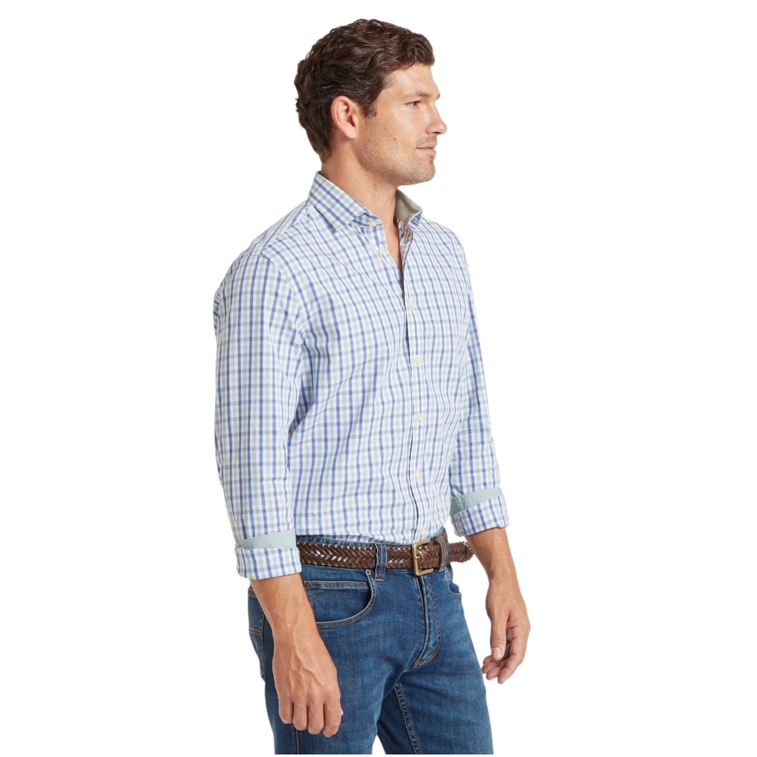 Schoffel Hebden Tailored Shirt Mist Blue/Vintage Indigo Check