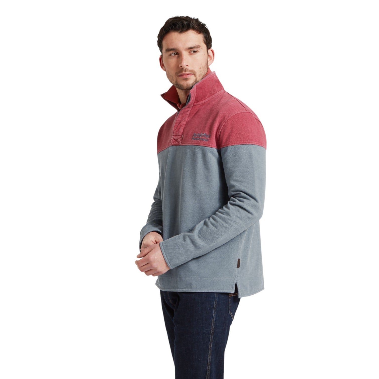 Schoffel Helford Heritage Sweatshirt Slate Red/ Dark Pigeon Blue