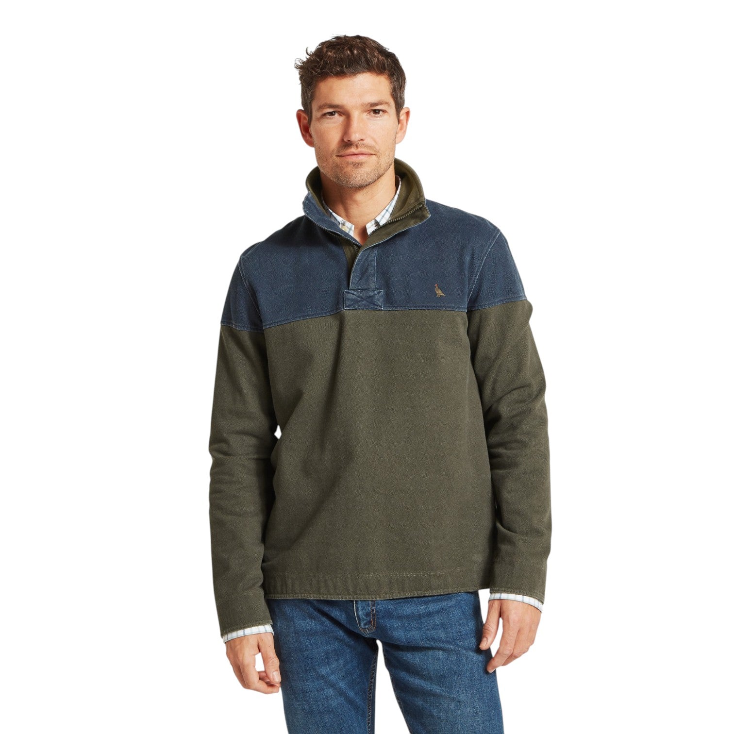 Schoffel Helford Heritage Sweatshirt Peat Green Ptarmingan