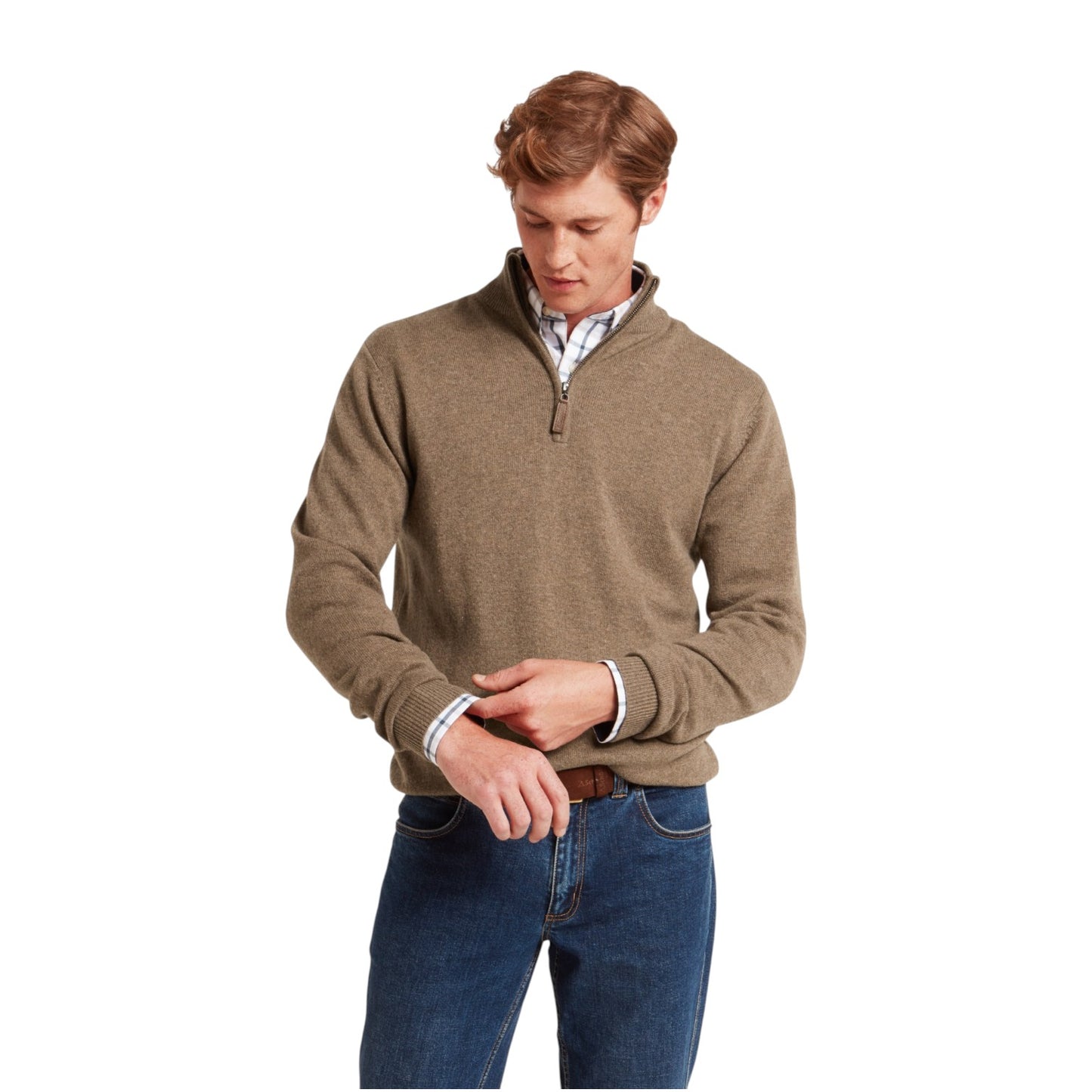 Schoffel Lewis Lambswool 1/4 Zip Jumper Mushroom