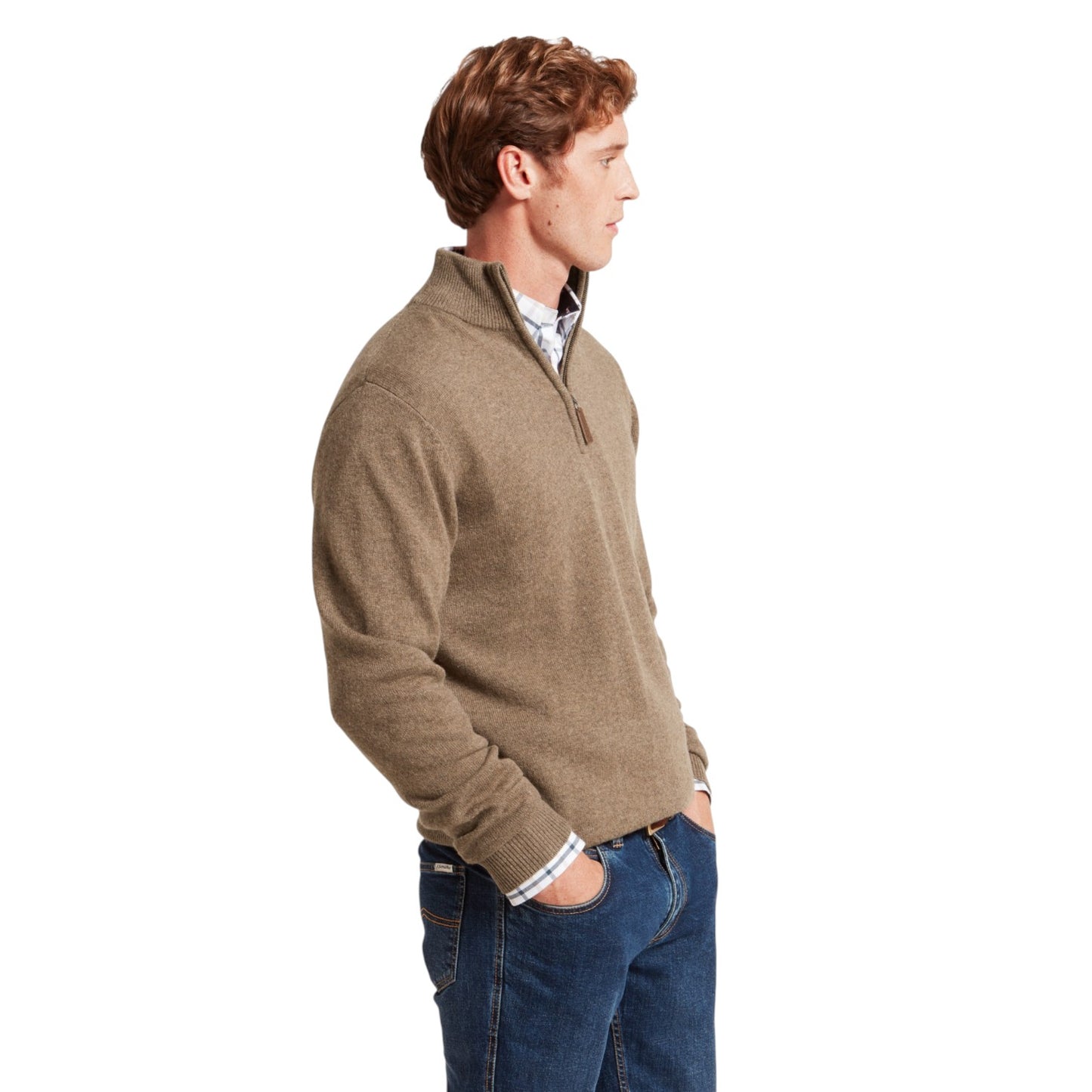 Schoffel Lewis Lambswool 1/4 Zip Jumper Mushroom