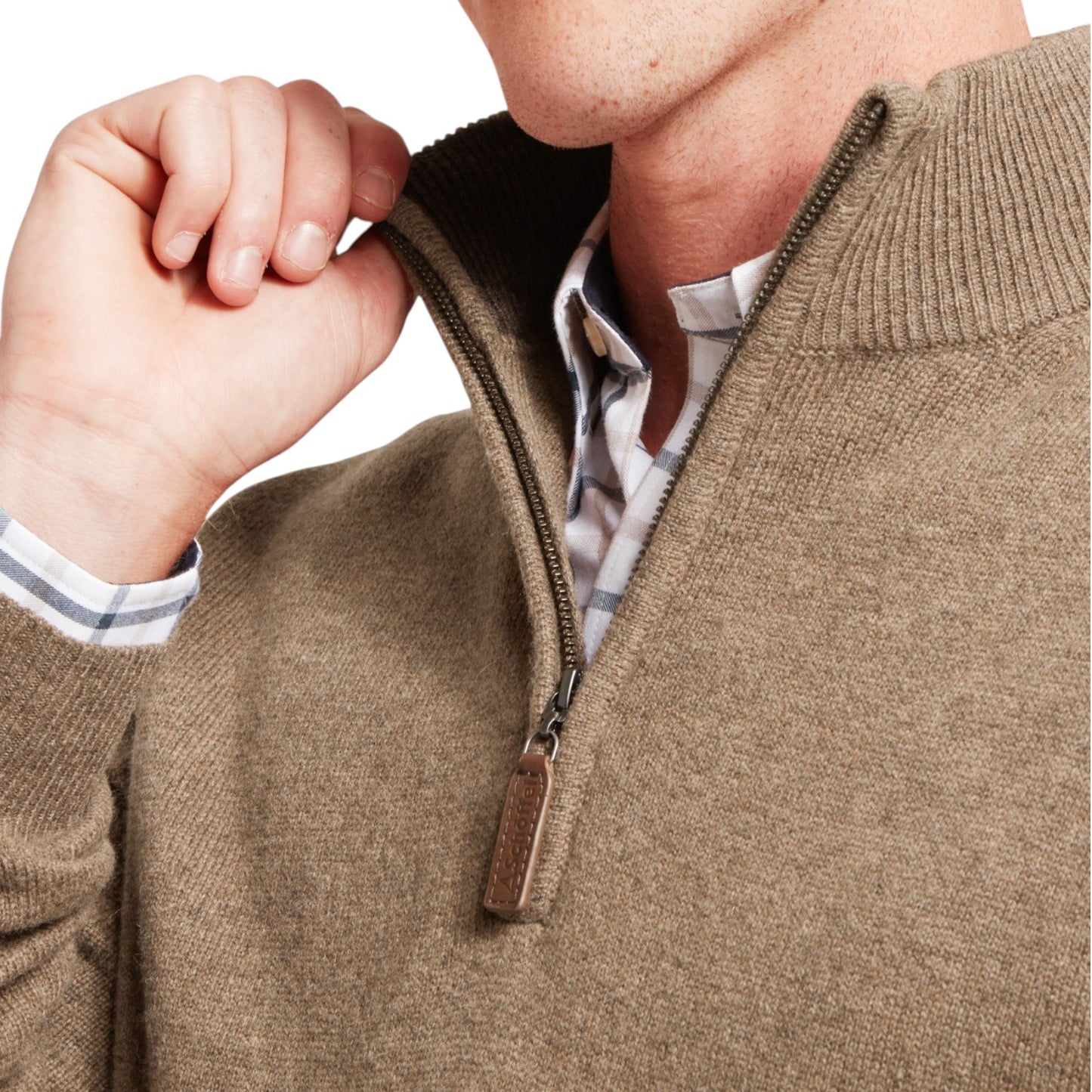 Schoffel Lewis Lambswool 1/4 Zip Jumper Mushroom