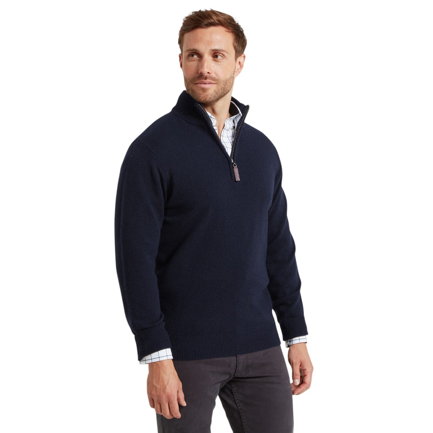 Schoffel Lewis Lambswool 1/4 Zip Jumper Navy