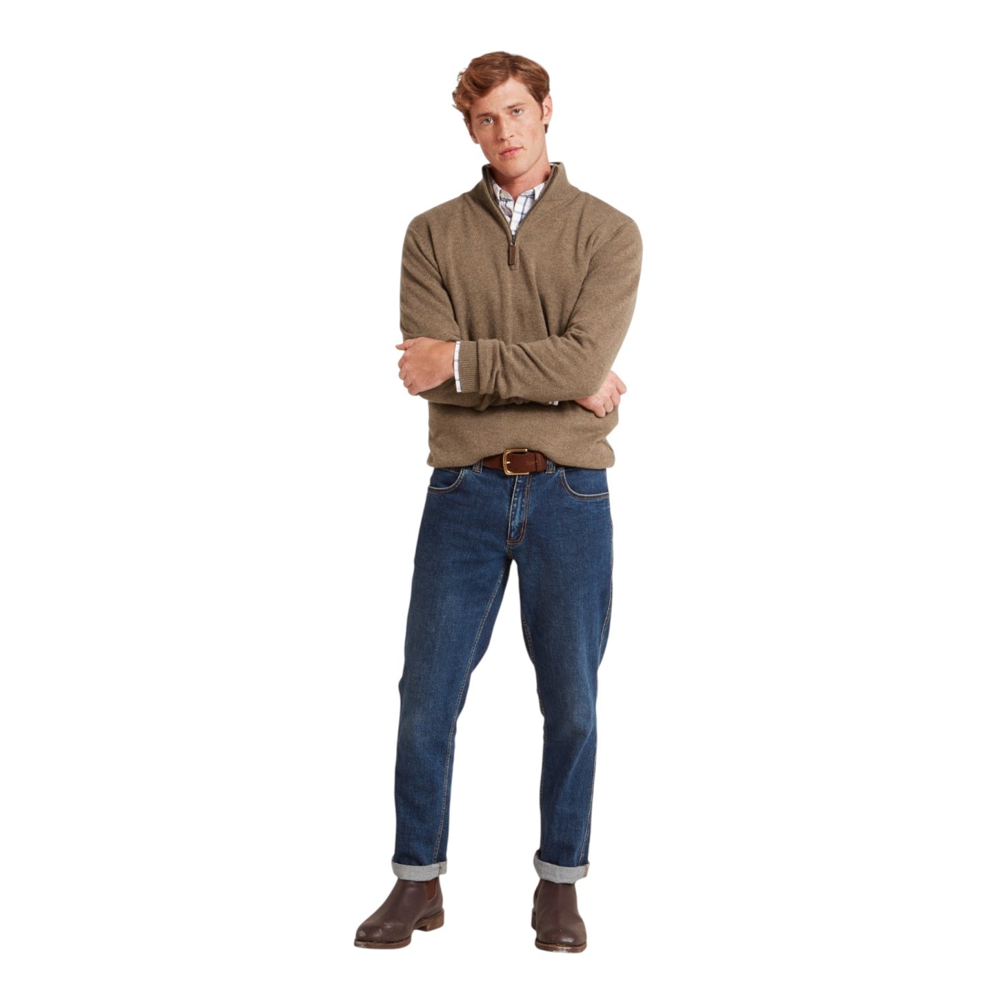 Schoffel Lewis Lambswool 1/4 Zip Jumper Mushroom