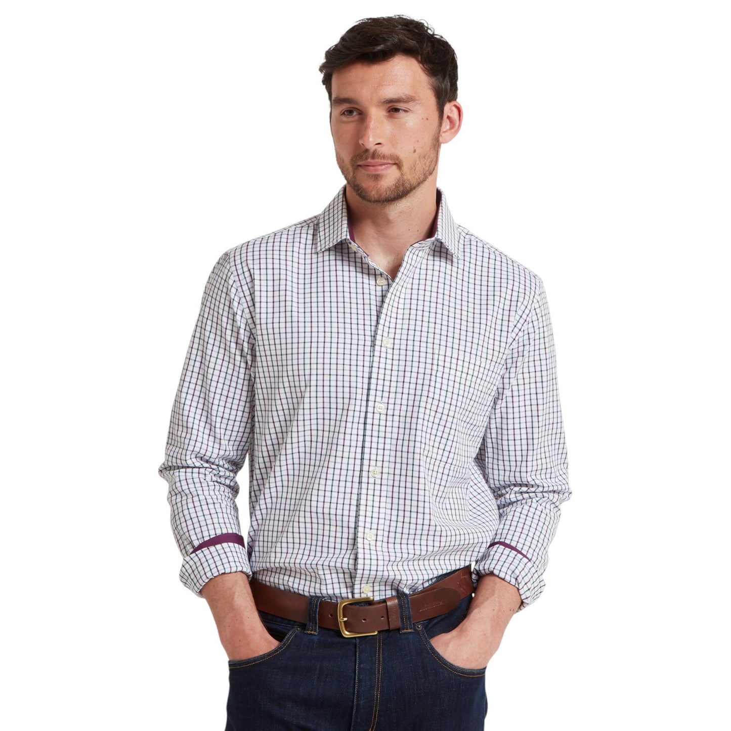 Schoffel Milton Tailored Shirt - Plum/Botanical Green