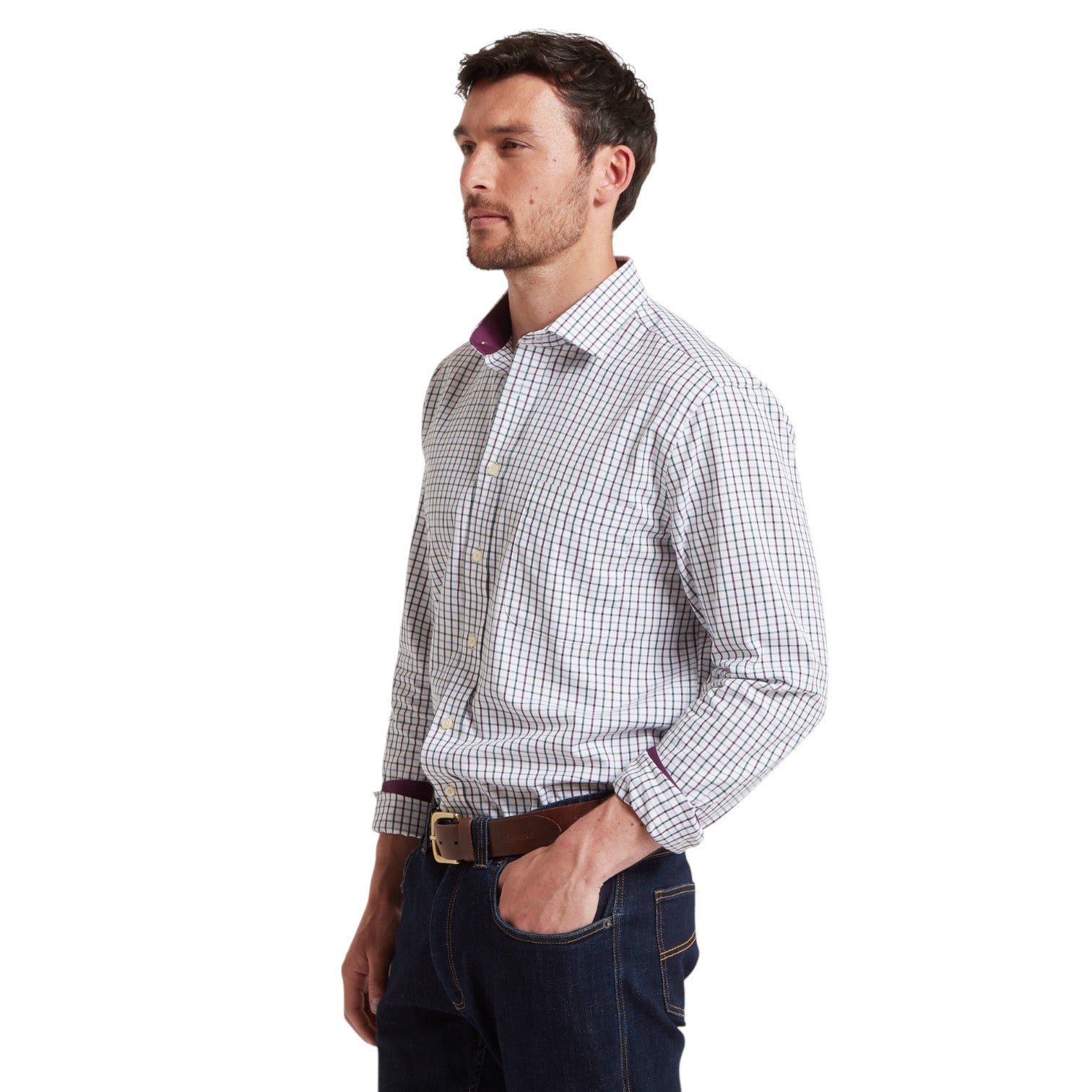 Schoffel Milton Tailored Shirt - Plum/Botanical Green