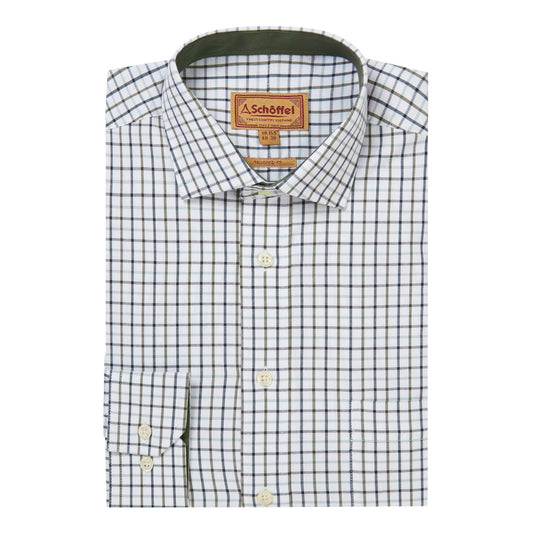 Checkered shirt with Schöffel logo on a white background