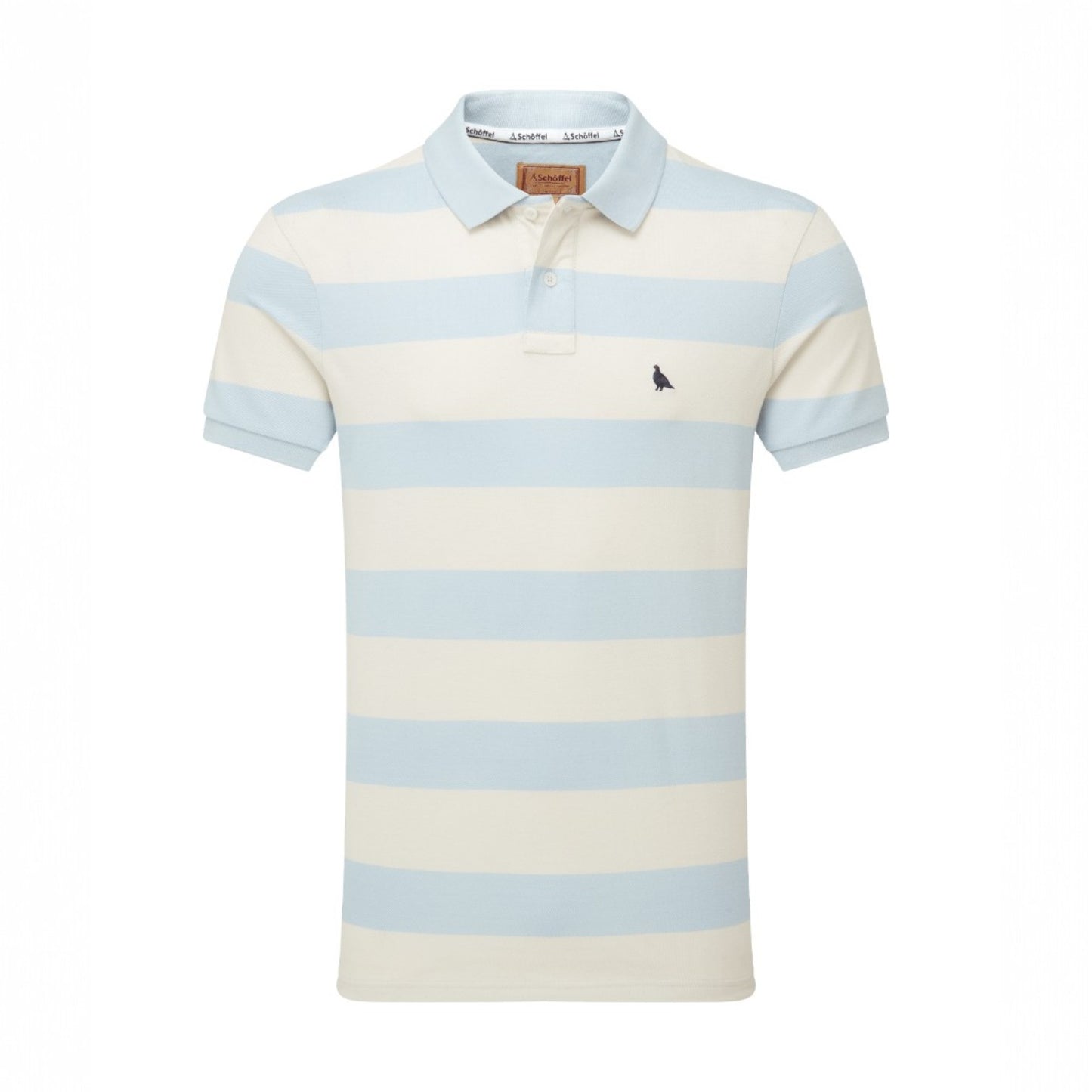 Schoffel St Ives Heritage Polo Shirt Pale Blue Stripe