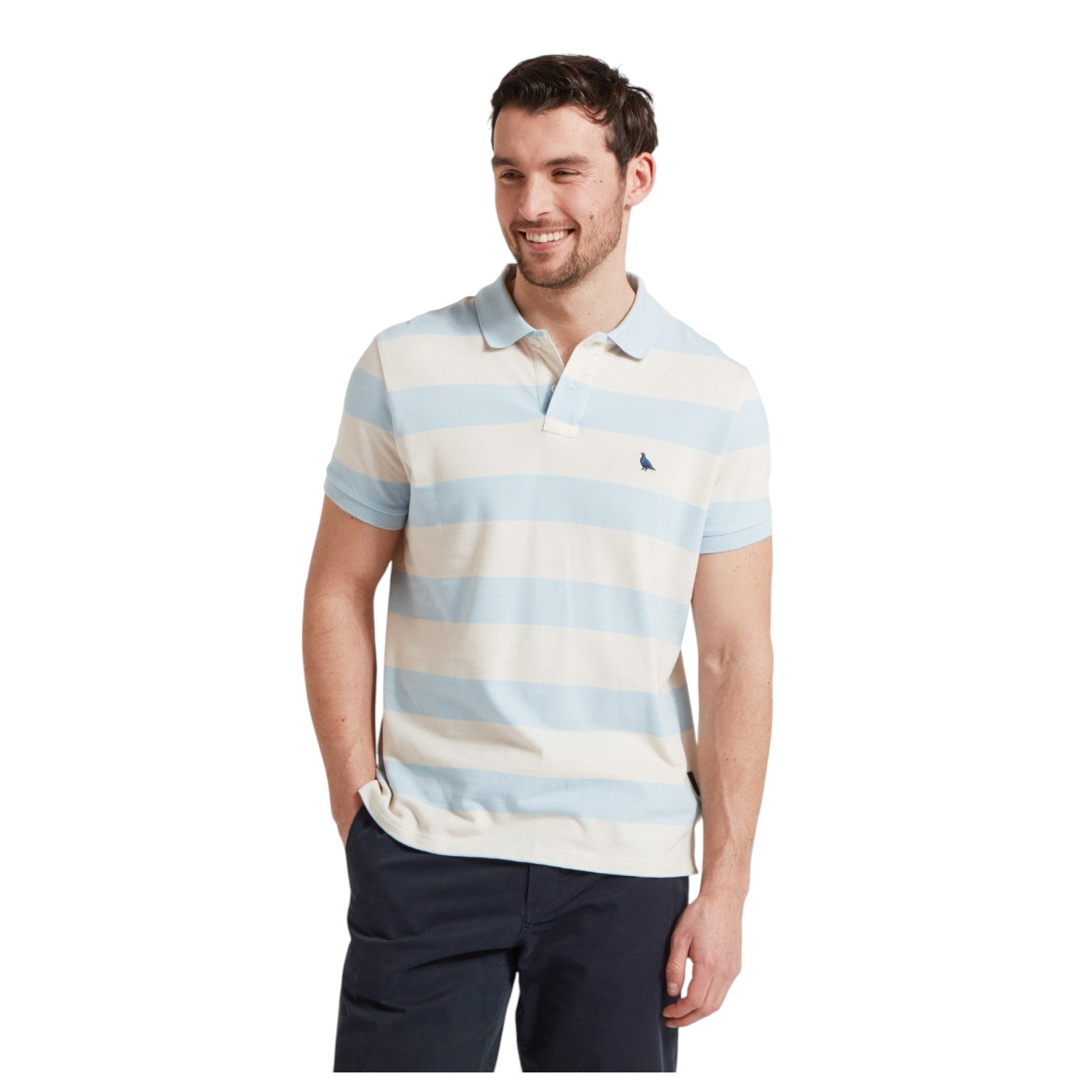 Schoffel St Ives Heritage Polo Shirt Pale Blue Stripe