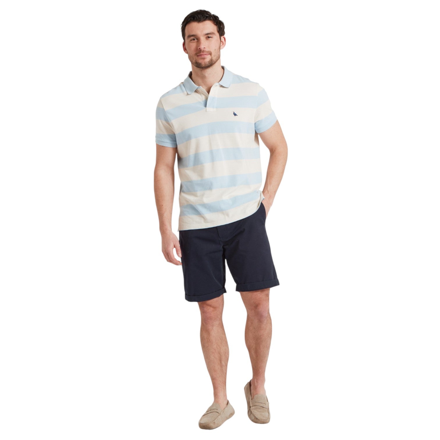 Schoffel St Ives Heritage Polo Shirt Pale Blue Stripe