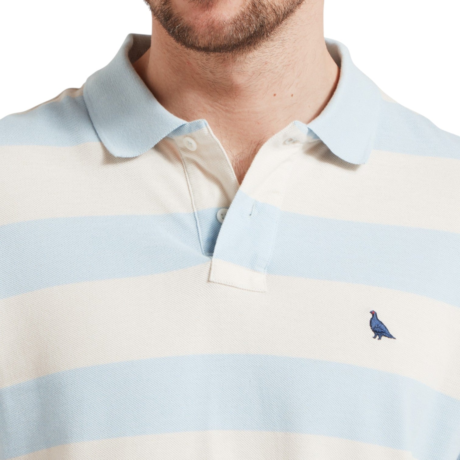 Schoffel St Ives Heritage Polo Shirt Pale Blue Stripe