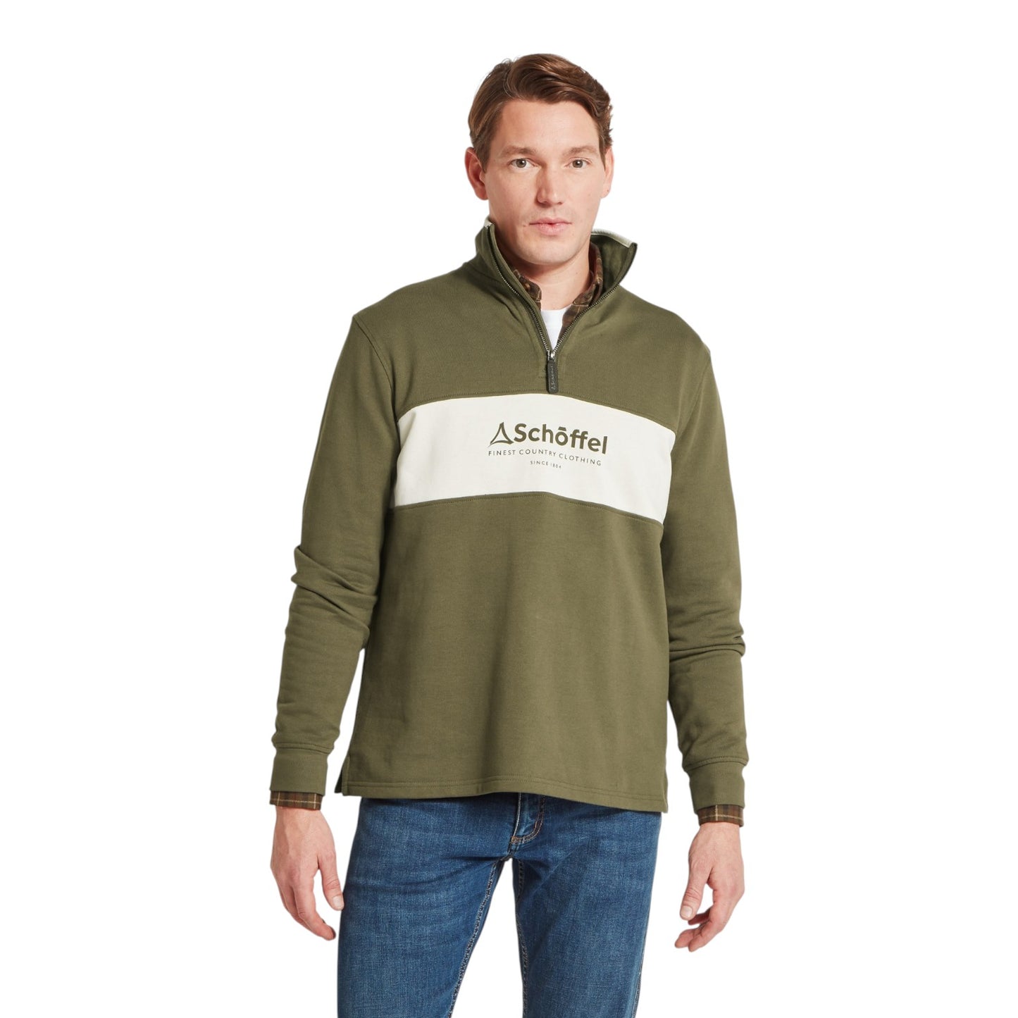 Schoffel Trencrom 1/4 Zip Dark Khaki Green
