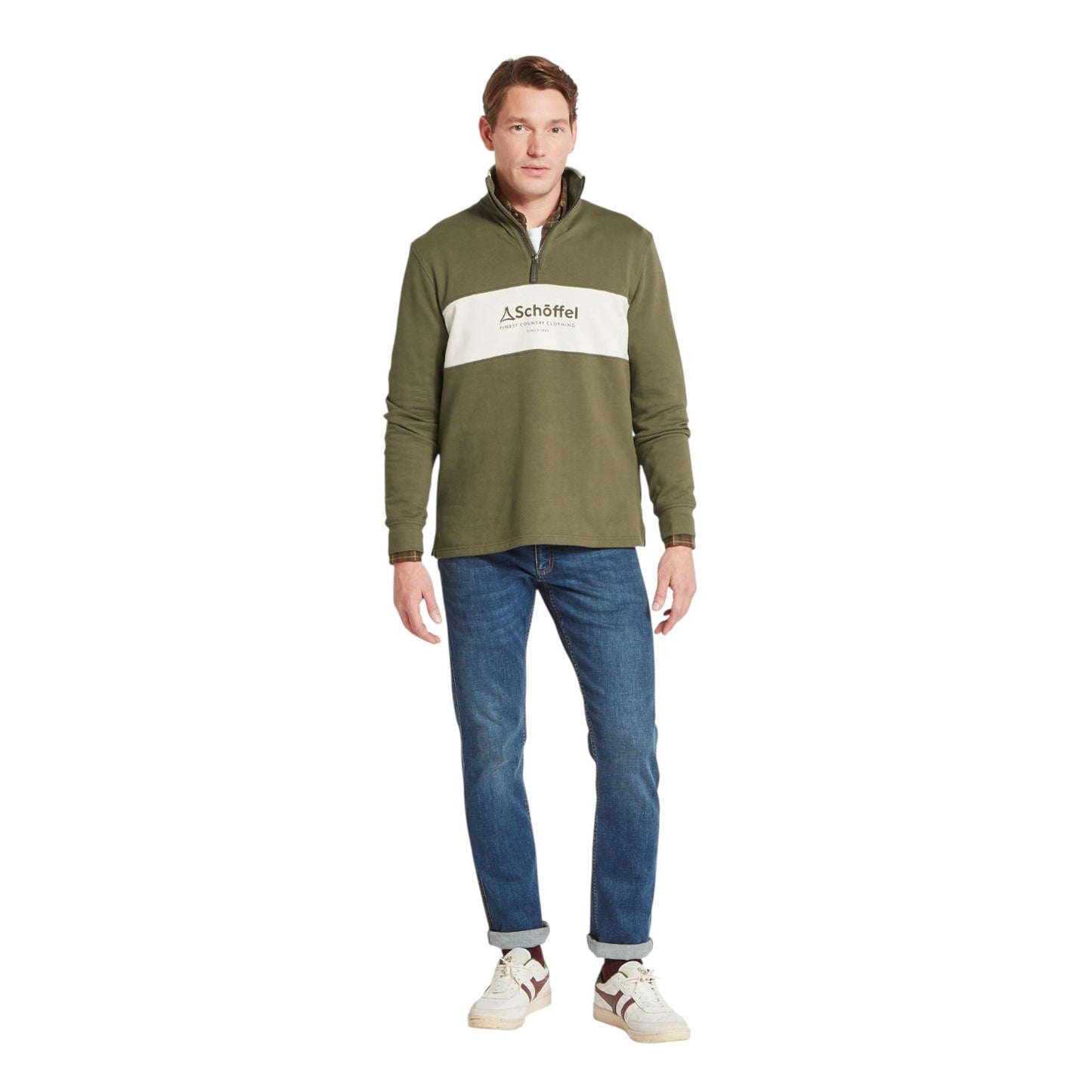 Schoffel Trencrom 1/4 Zip Dark Khaki Green