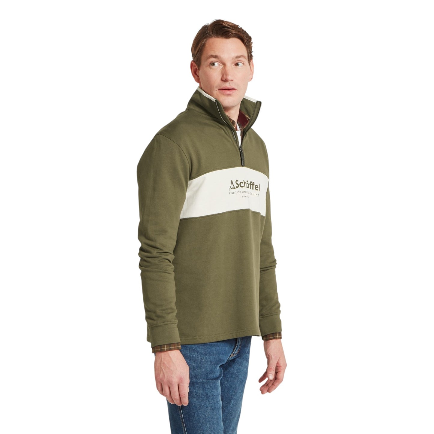 Schoffel Trencrom 1/4 Zip Dark Khaki Green