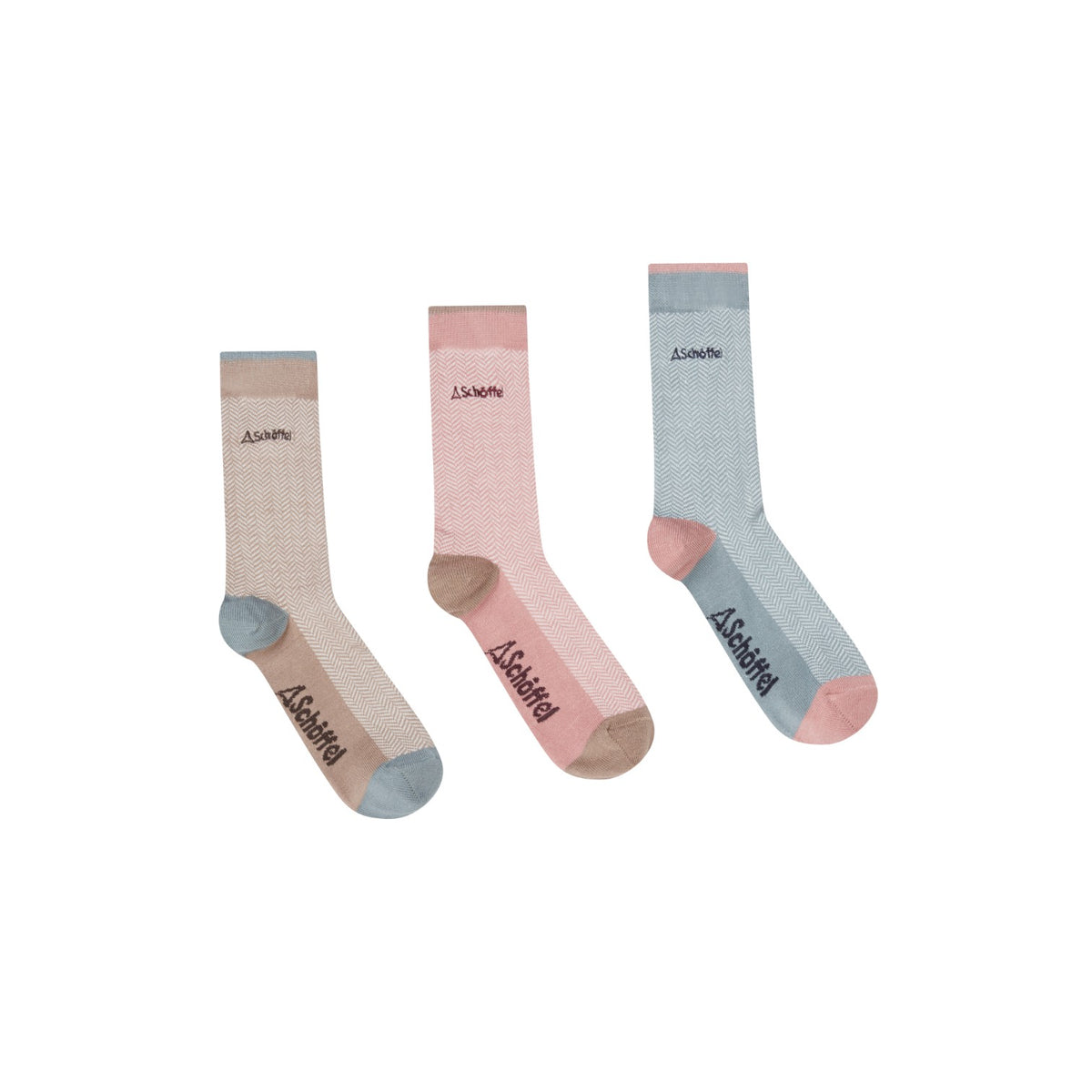 Schoffel Women's Bamboo Sock (Box of 3)Lake Blue Herringbone Mix