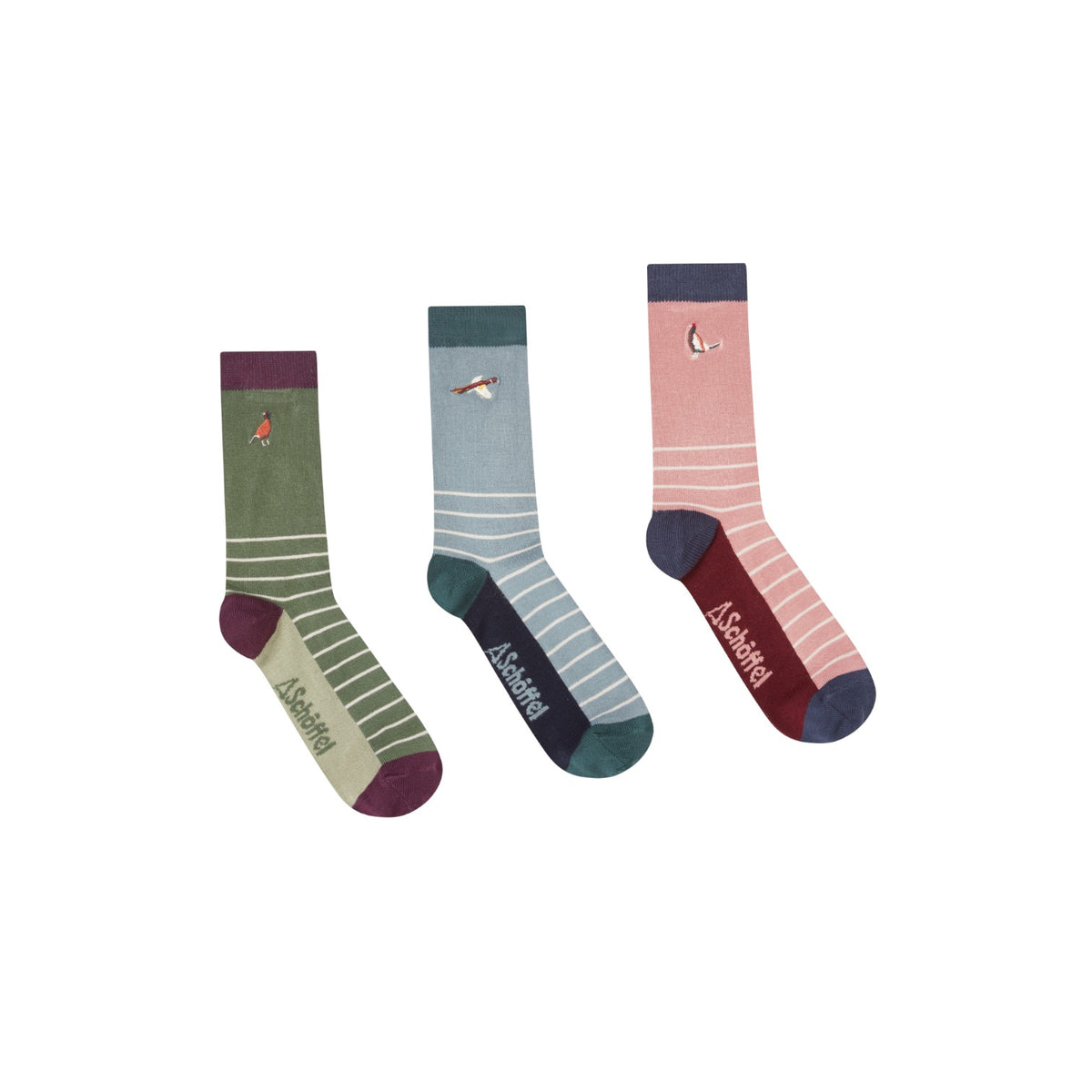 Schoffel Women's Bamboo Sock (Box Of 3) Loden Green Pheasant Mix