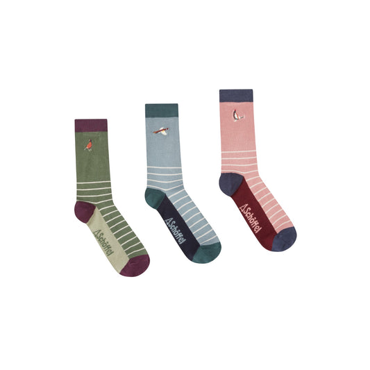 Schoffel Women's Bamboo Sock (Box Of 3) Loden Green Pheasant Mix