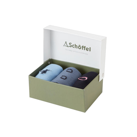 Schoffel Bamboo Sock (Box Of 3) Equestrian Mix