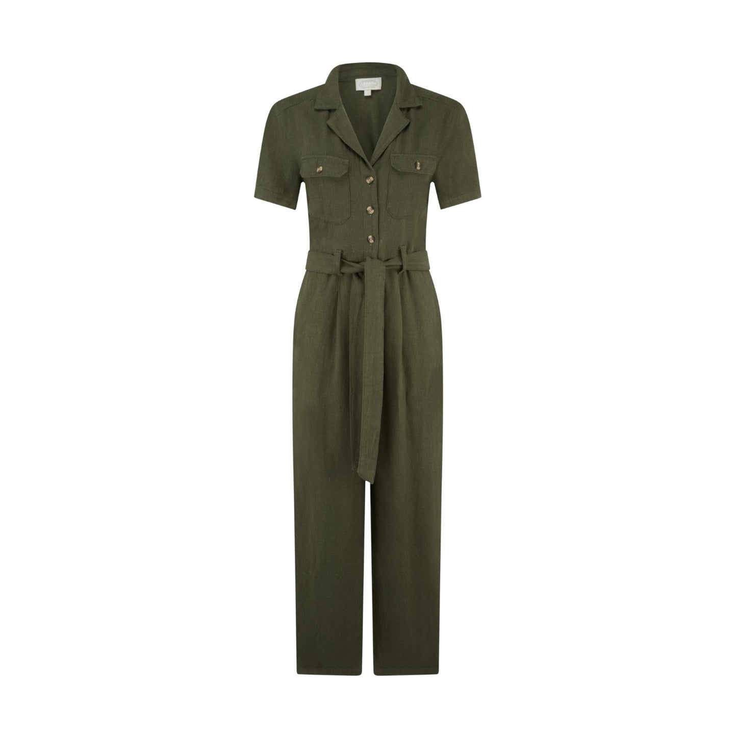 Green jumpsuit on a white background