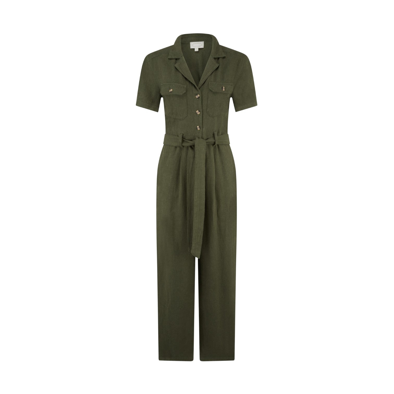 Green jumpsuit on a white background