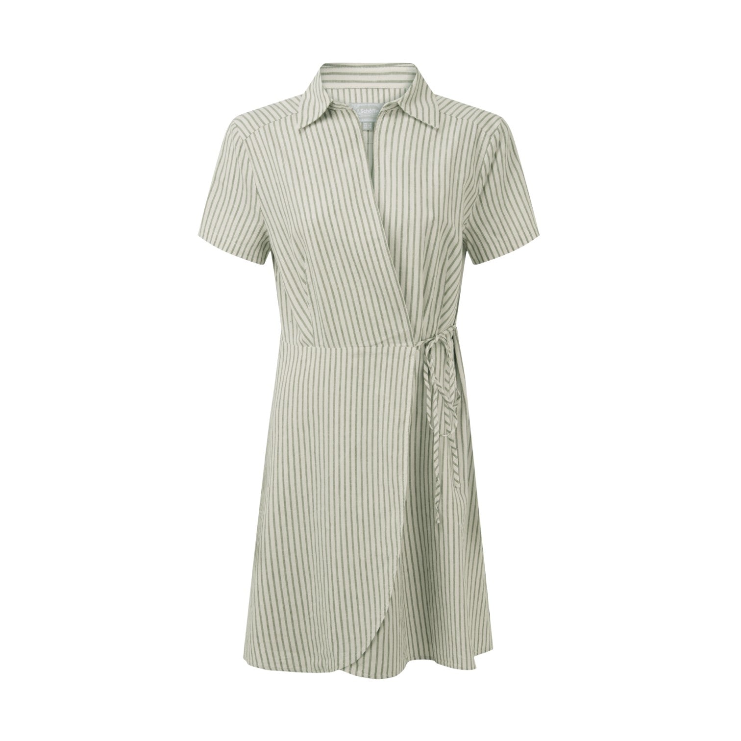 Green and white striped dress on a white background